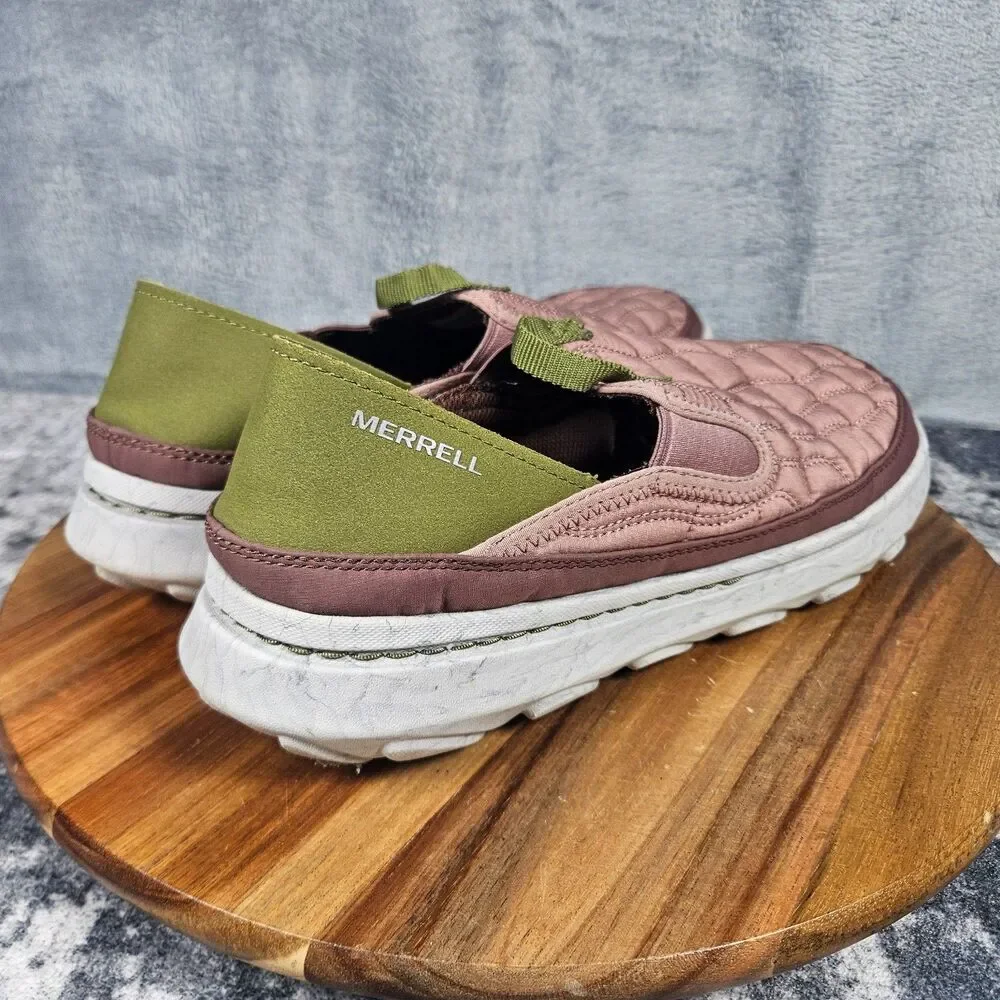 Merrell Hut Moc 2 Slippers Women 10 Pink Burlwood Avocado Quilted Slip On Shoes